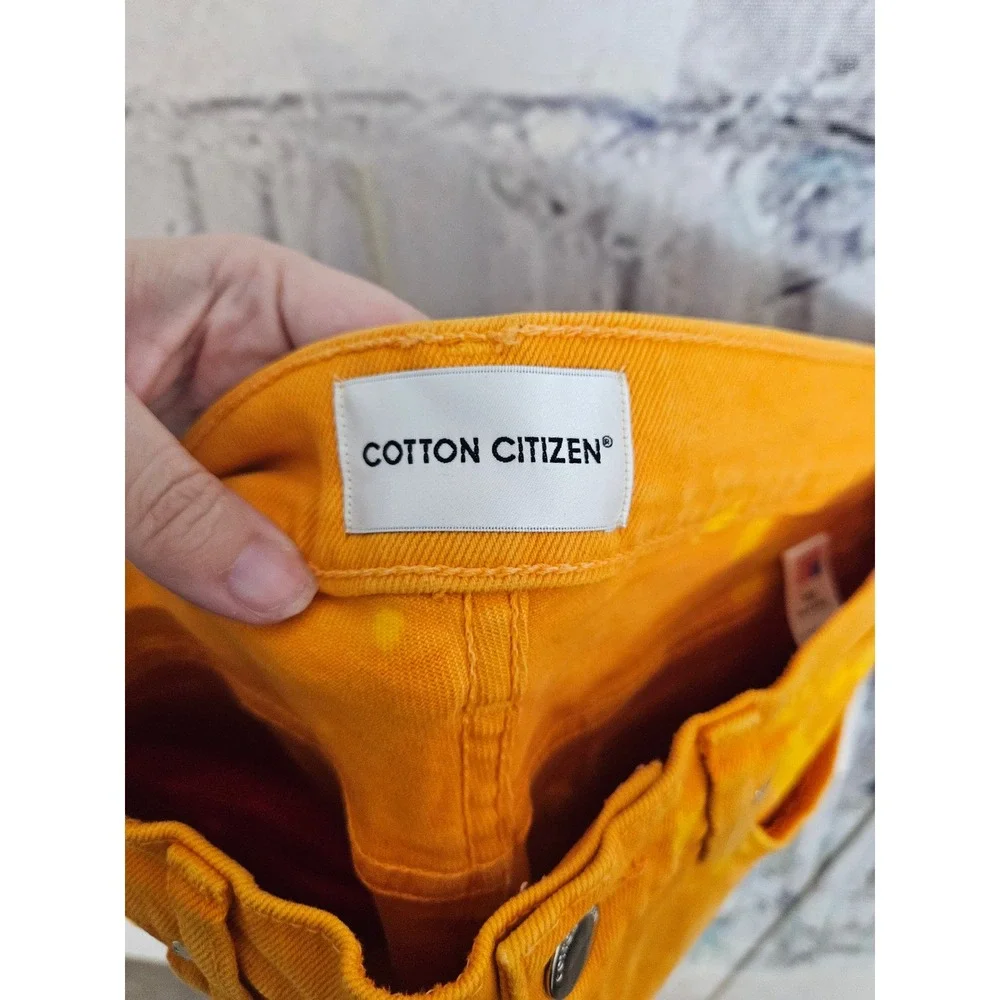Cotton Citizen Mens Orange Yellow Paint Splatter‎ Slim Jeans Size 31 Made in USA